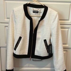 Karl Lagerfeld White and Black Cropped Blazer